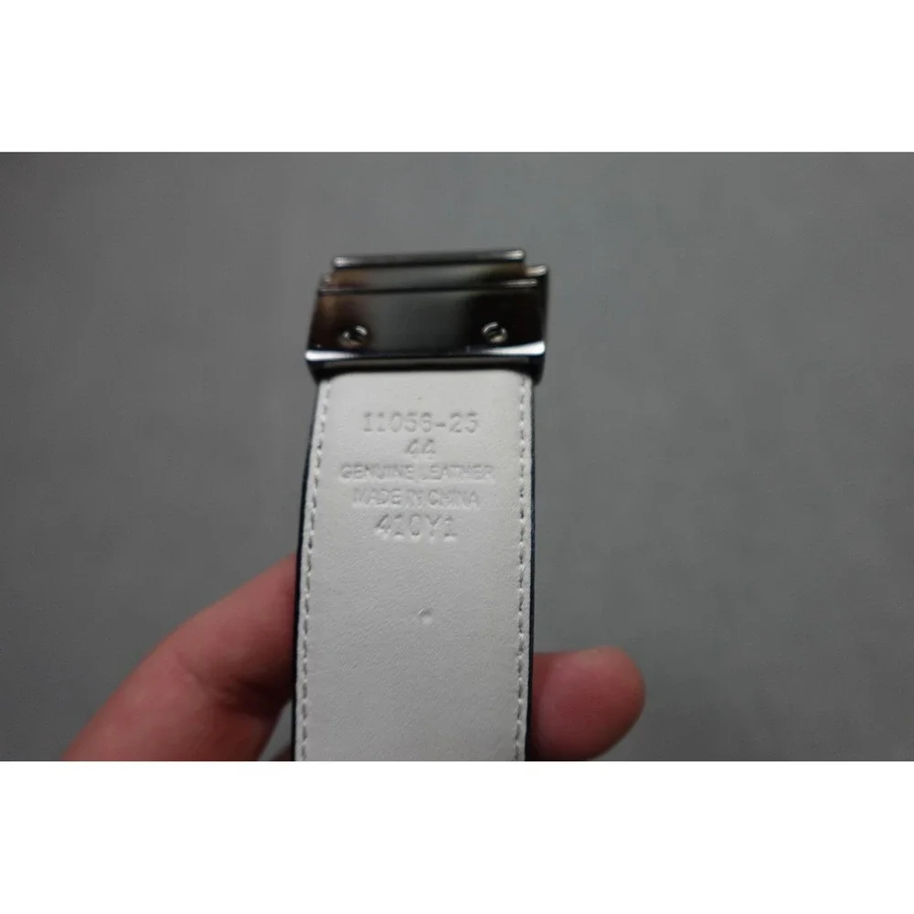 Nike Belt Mens 44 Black Leather Golf Buckle Adjustable Swoosh Logo Casual